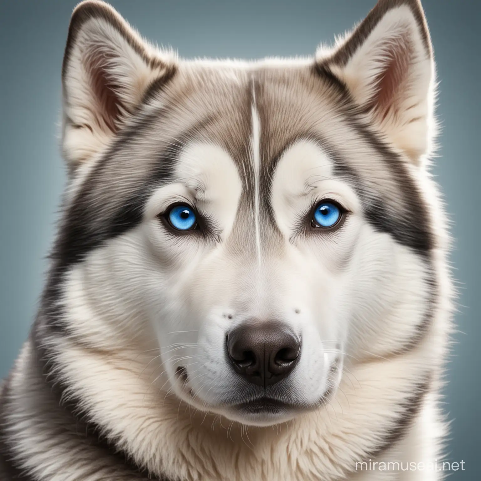 gray husky head with blue eyes illustration