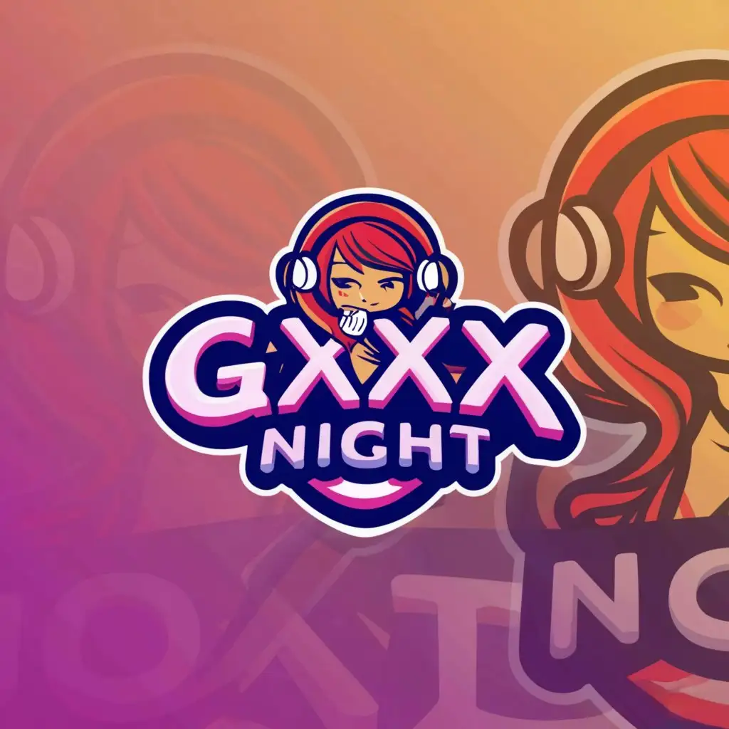a logo design,with the text "gxxxnight", main symbol:Girls Chat Rooms,Moderate,clear background