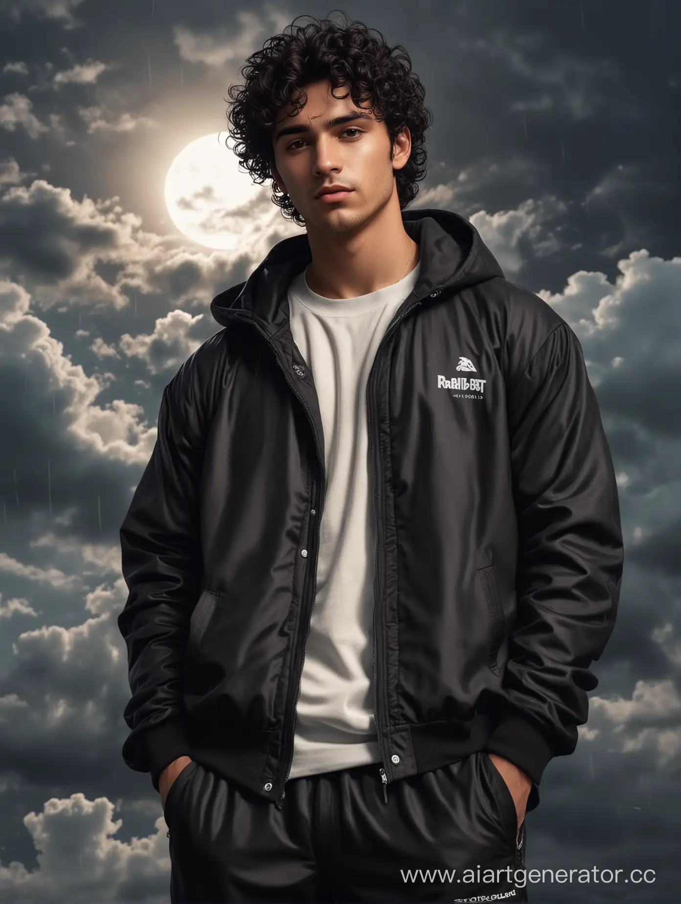 Young-Bad-Boy-in-Cool-Tracksuit-Under-Moonlit-Rainy-Sky