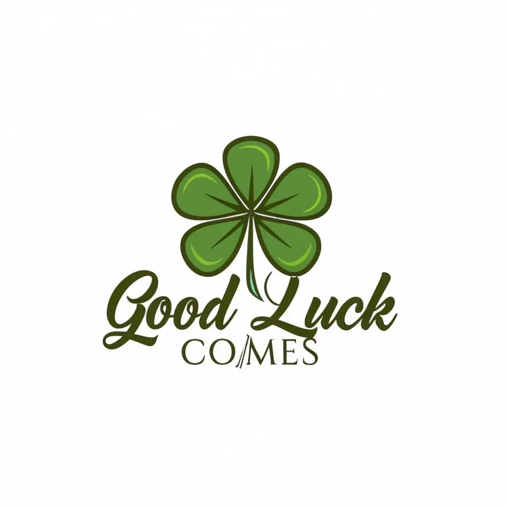 logo, Four-leaf clover, with the text "Good luck comes", typography