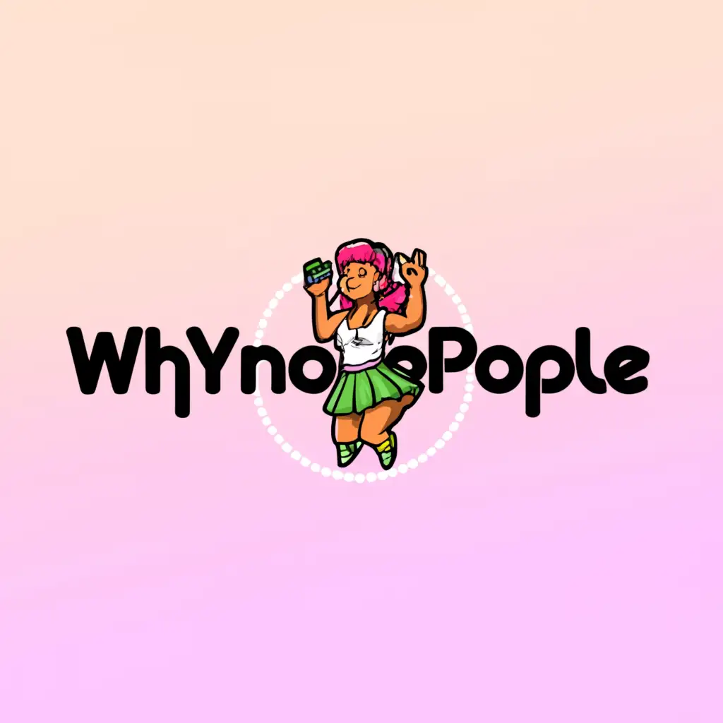 a logo design,with the text "whynopeople", main symbol:super short skirt cam girl,Moderate,clear background