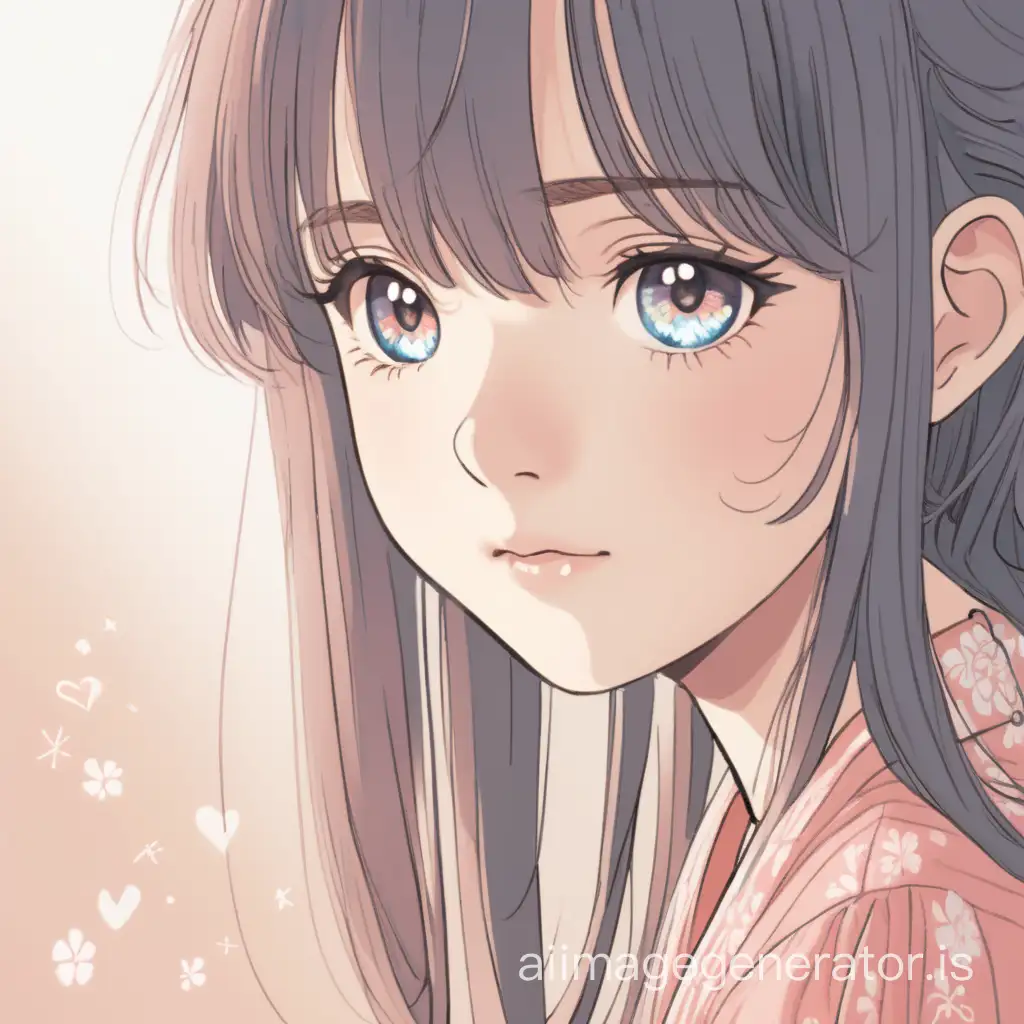 Beautiful-Girl-Gazing-Softly-in-Moe-Style-Illustration