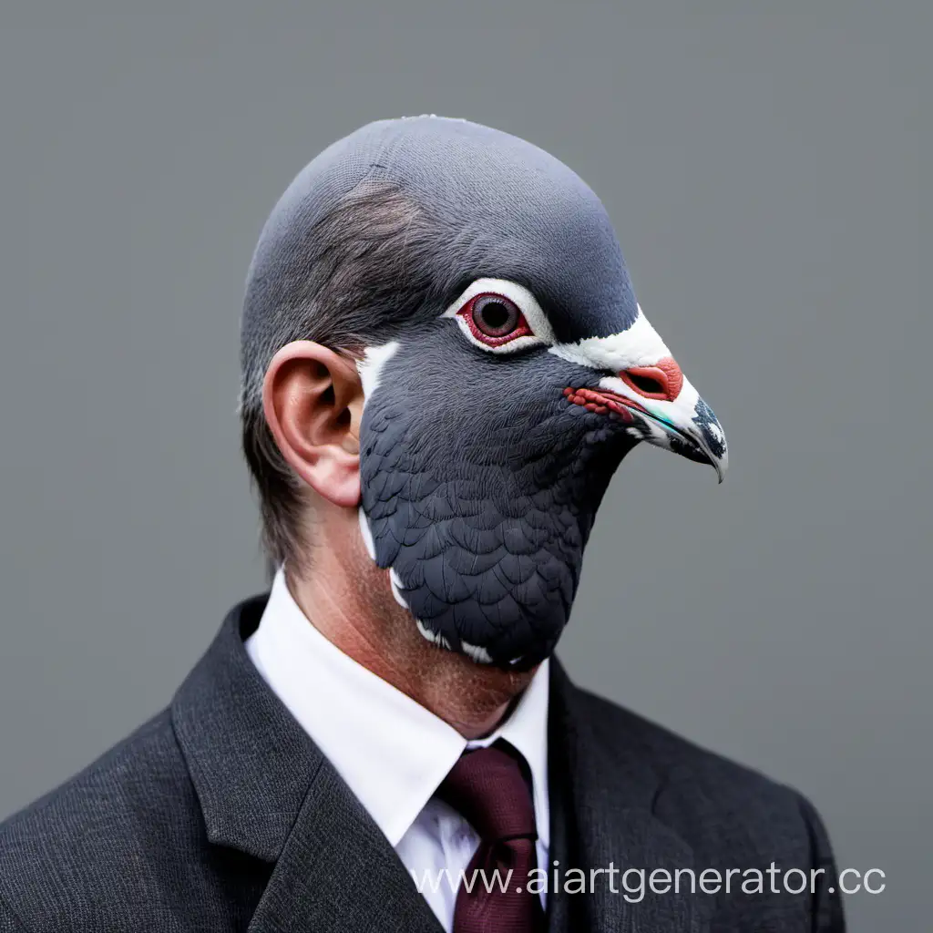 man with pigeon head