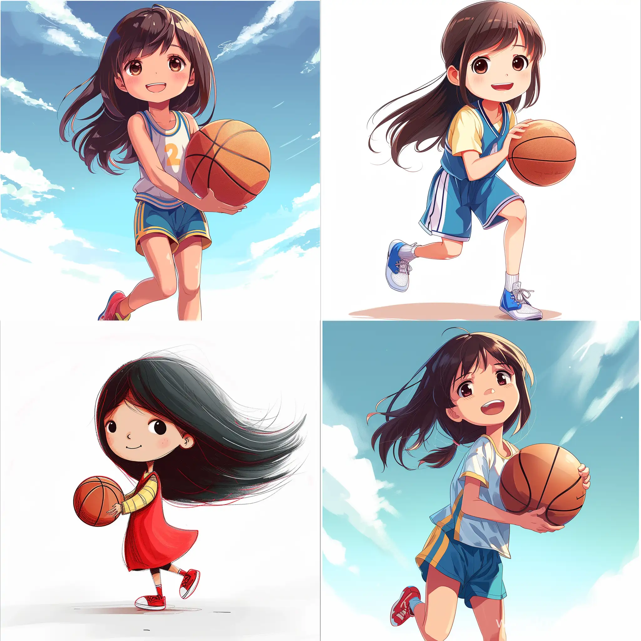 Young-Girl-Playing-Basketball-in-Urban-Setting