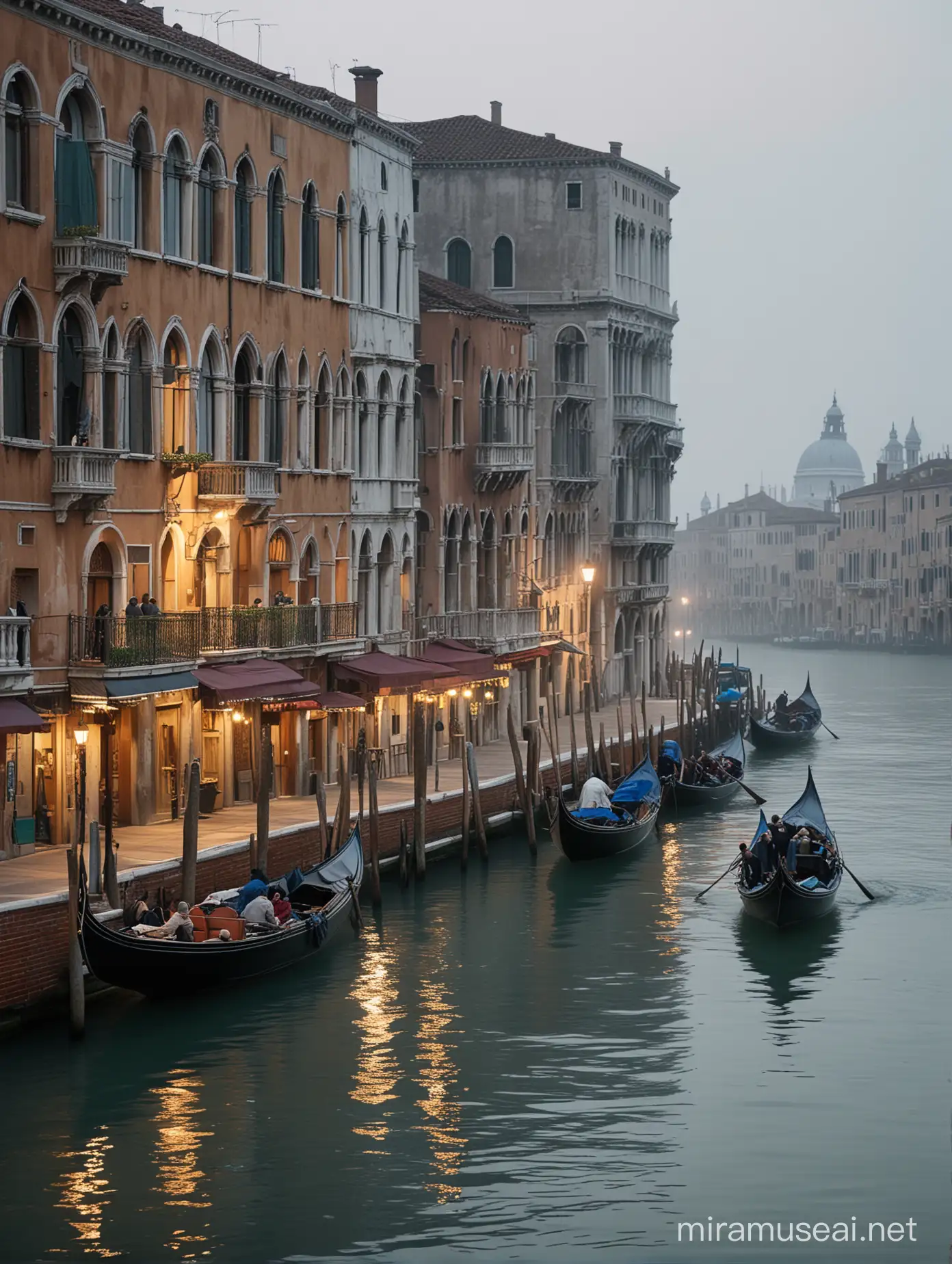 Venetian Urban Brutalism Grand Canals Vibrant Nightlife