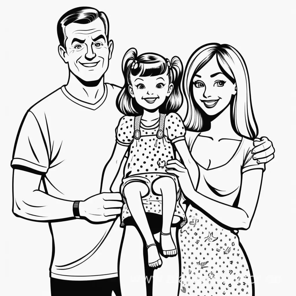 Cheerful-Comicsstyle-Family-Joyful-Mom-Dad-and-Daughter