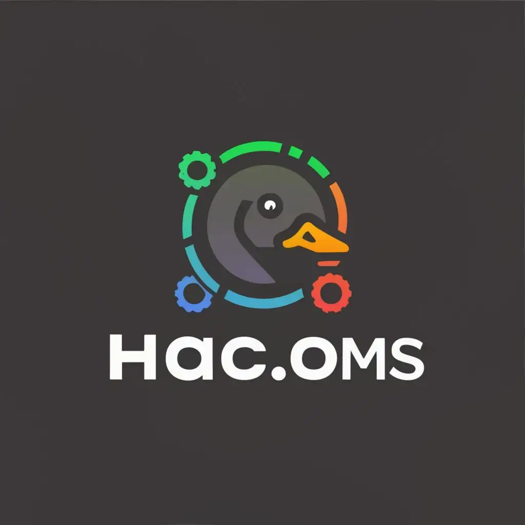 logo, user input, duck, with the text "HACK.COMS", typography, be used in Technology industry
