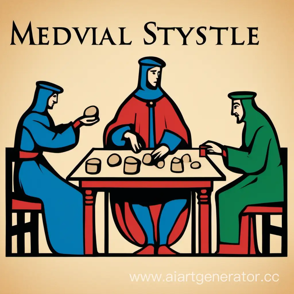 Medieval-Clay-Figure-Crafting-Scene-with-Two-Men-and-Woman-in-Blue
