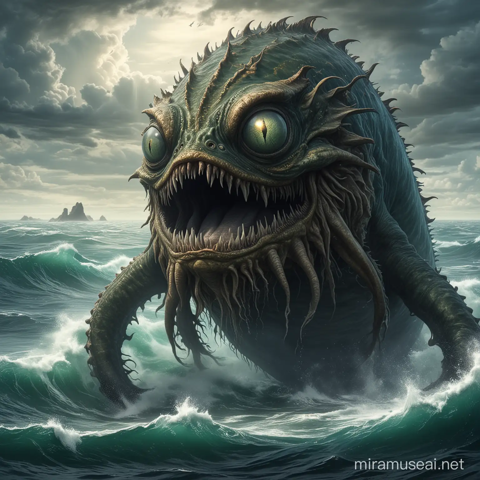 A giant single eyed sea monster.