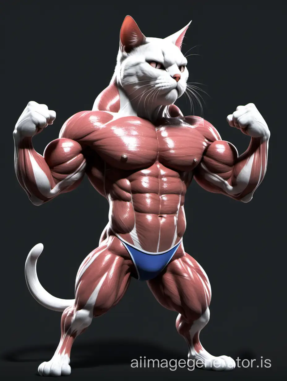 Sculpted-Feline-Flexing-Muscles-in-Dynamic-Pose