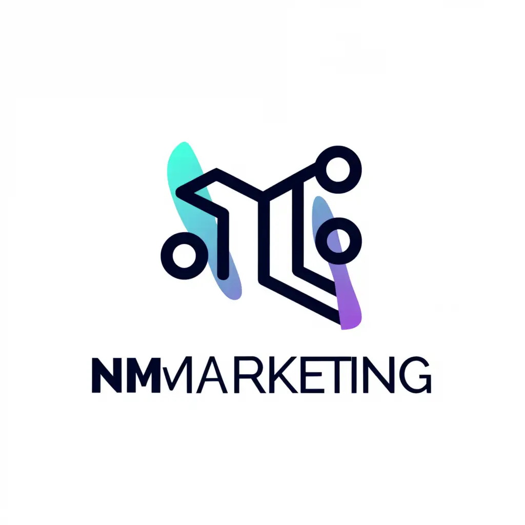 a logo design,with the text "NM MARKETING", main symbol:AI,Minimalistic,be used in Internet industry,clear background
