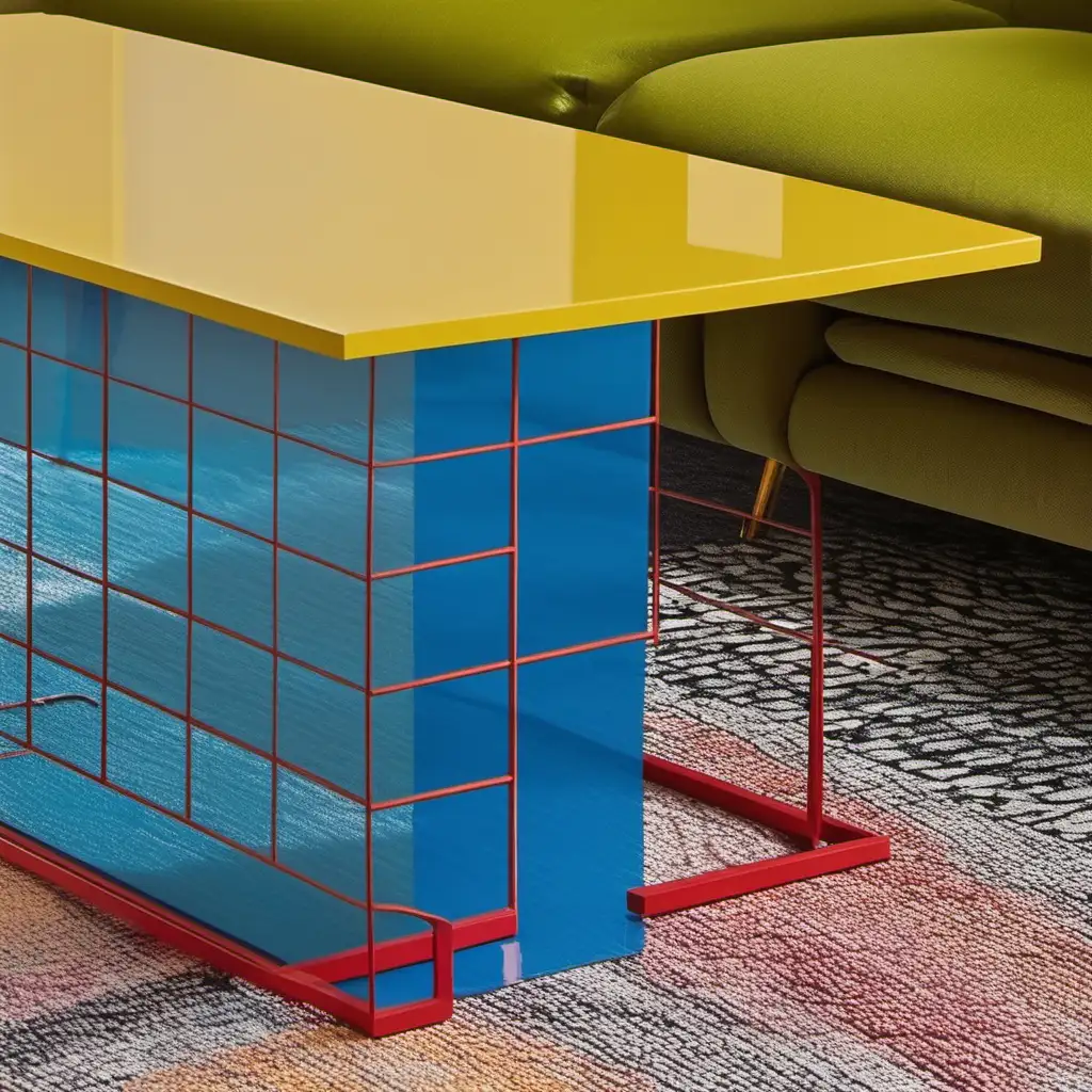 Vibrant Interior Design Bold Color Blocking Tabletop and Legs