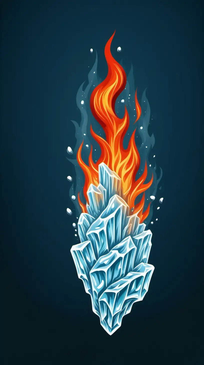 fire fading into ice. use vector style. use solid color background. make image horizontal
use hyperrealism