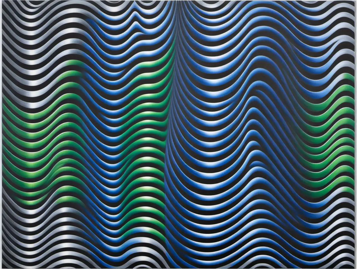 create in style of Bridget Riley pop art image using steel grey and blue and green in a square illusion  