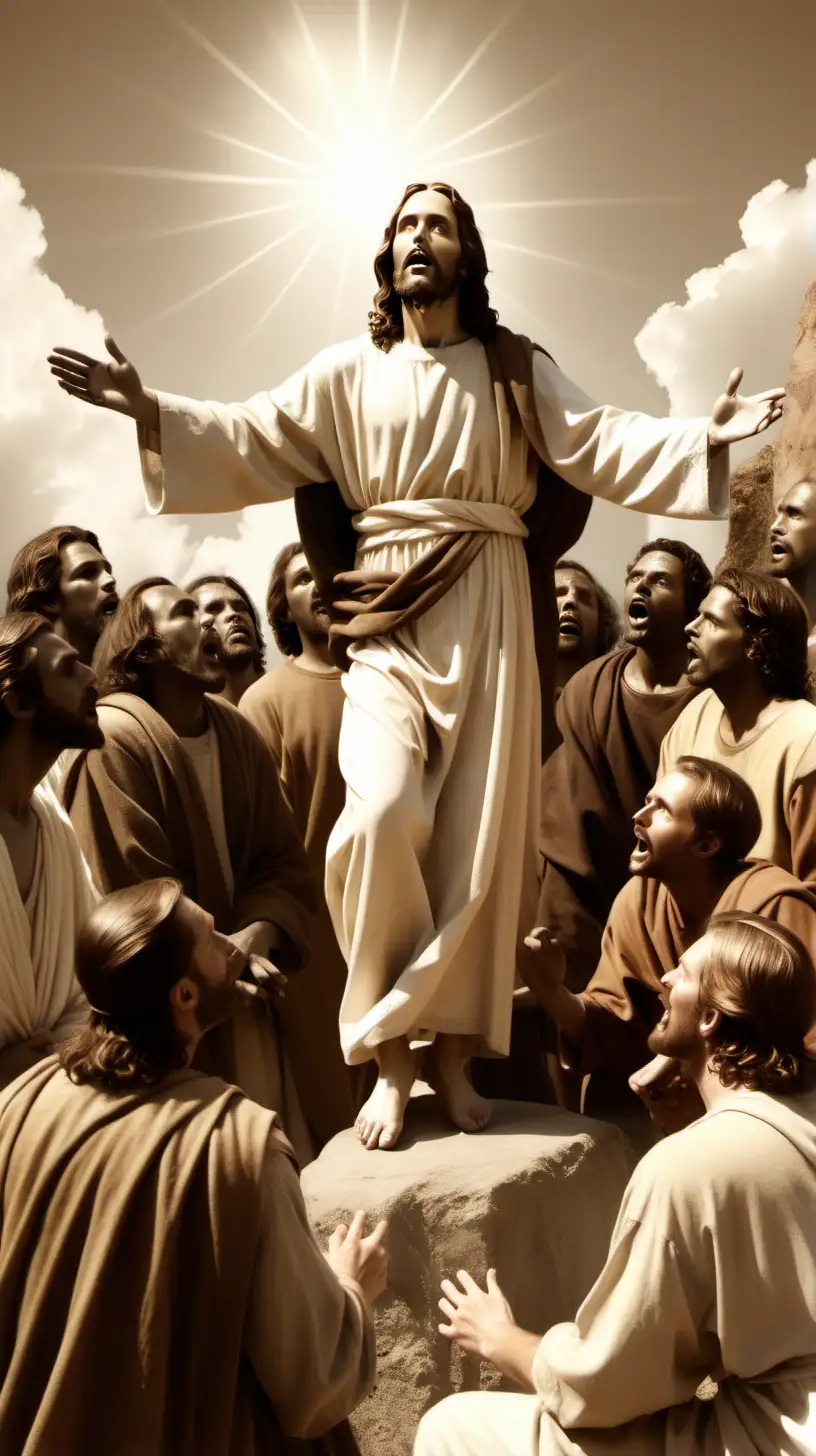 Ascension of Jesus HyperRealistic SepiaColored Sermon