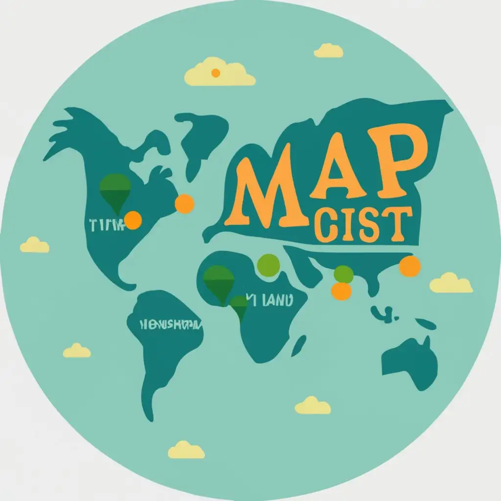 logo, Picture of a map with habitat marked
, with the text "map
", typography
