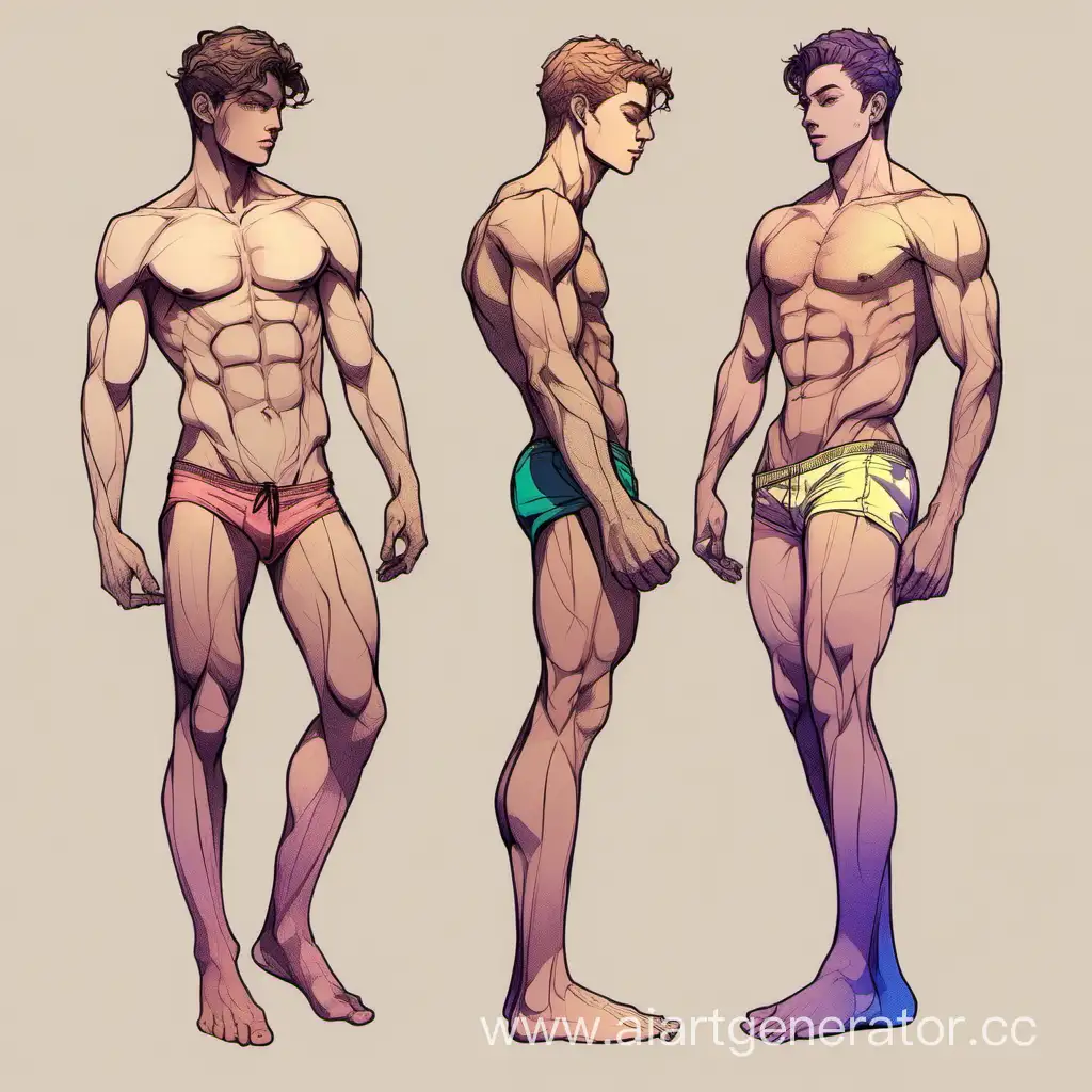 эстетичное мужское тело нарисованное цветное 