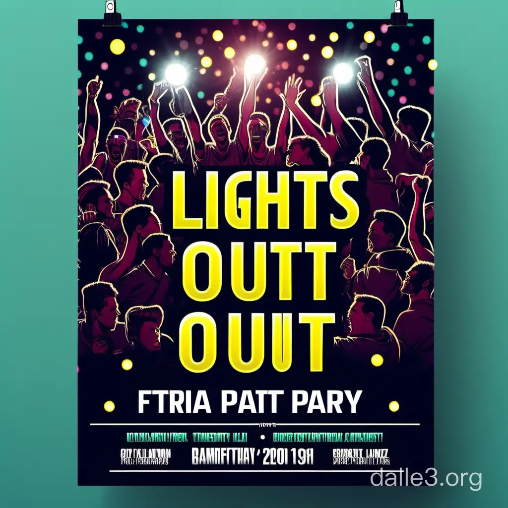 frat party flyer with the theme lights out