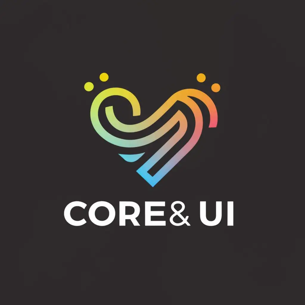 a logo design,with the text "Core & UI", main symbol:heart and art style,Moderate,be used in Entertainment industry,clear background