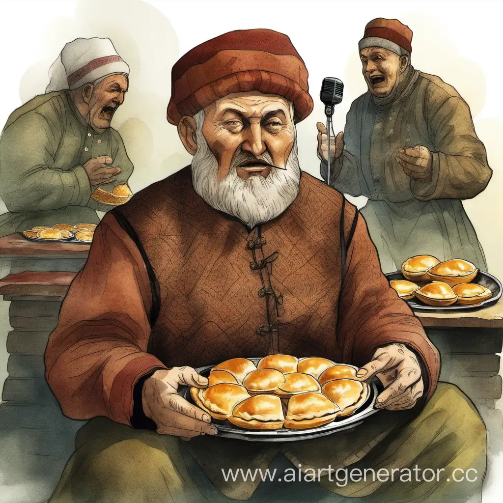 Tatar-Singing-and-Enjoying-Meat-Pies-Cultural-Celebration-in-Harmony