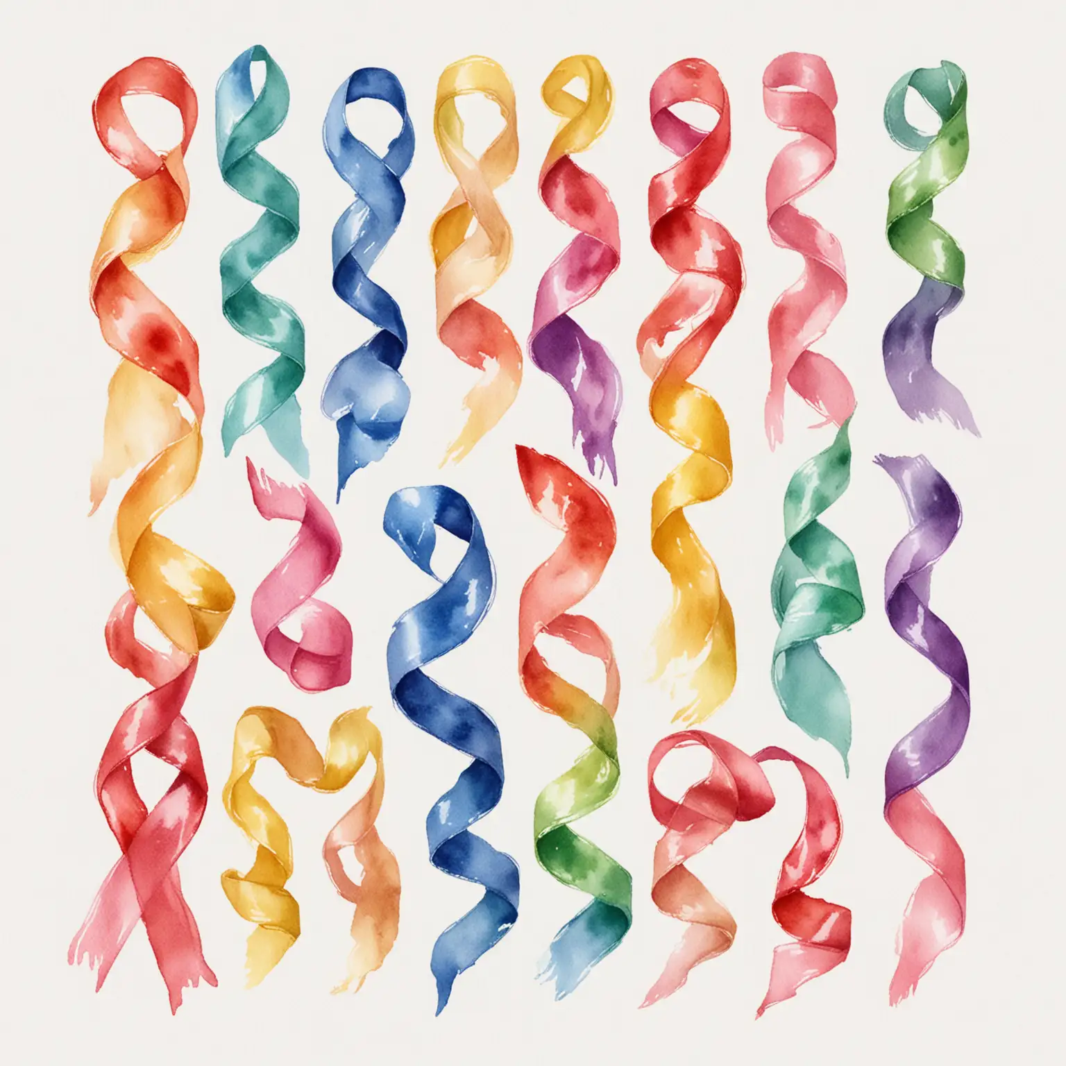 Vibrant Watercolor Twirled Ribbon Clip Art Collection