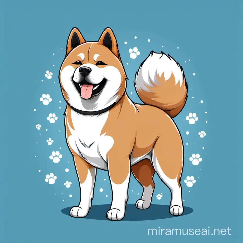 Joyful Akita Inu Dog Vector Illustration with Strokes