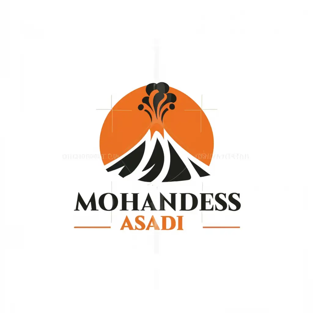 a logo design,with the text "Mohandes Asadi", main symbol:A volcano by use the earth lawyers,Moderate,be used in Events industry,clear background