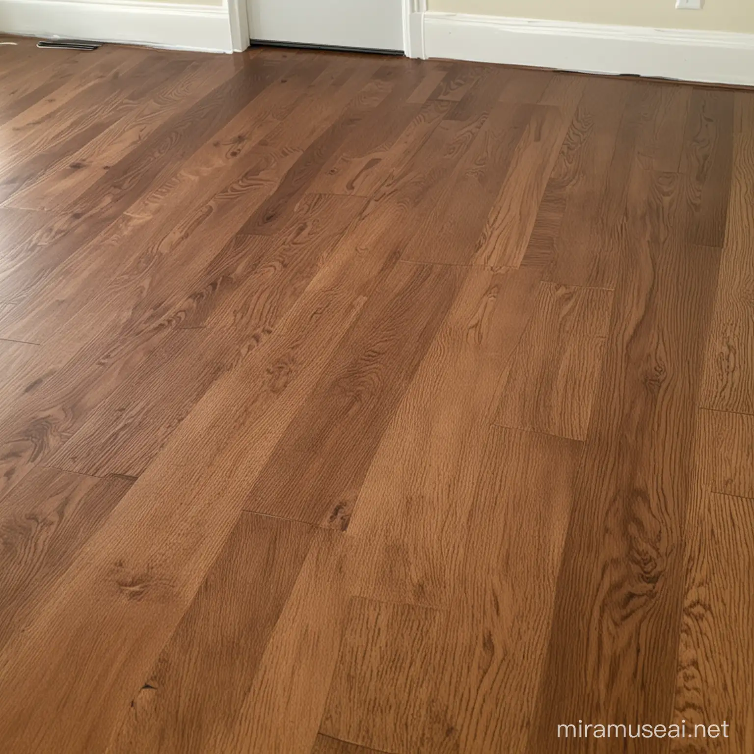 Beautifully Stained Hardwood Flooring Refinished Inside House