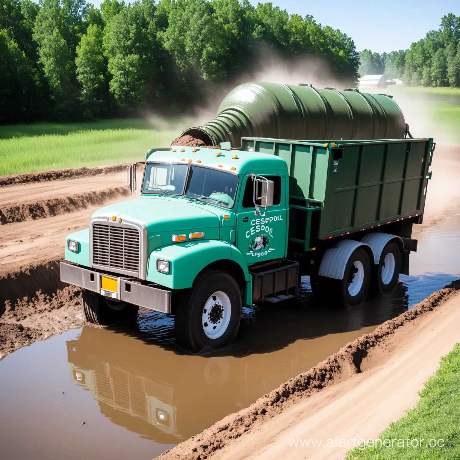 Industrial-Waste-Disposal-Cesspool-Truck-in-Action