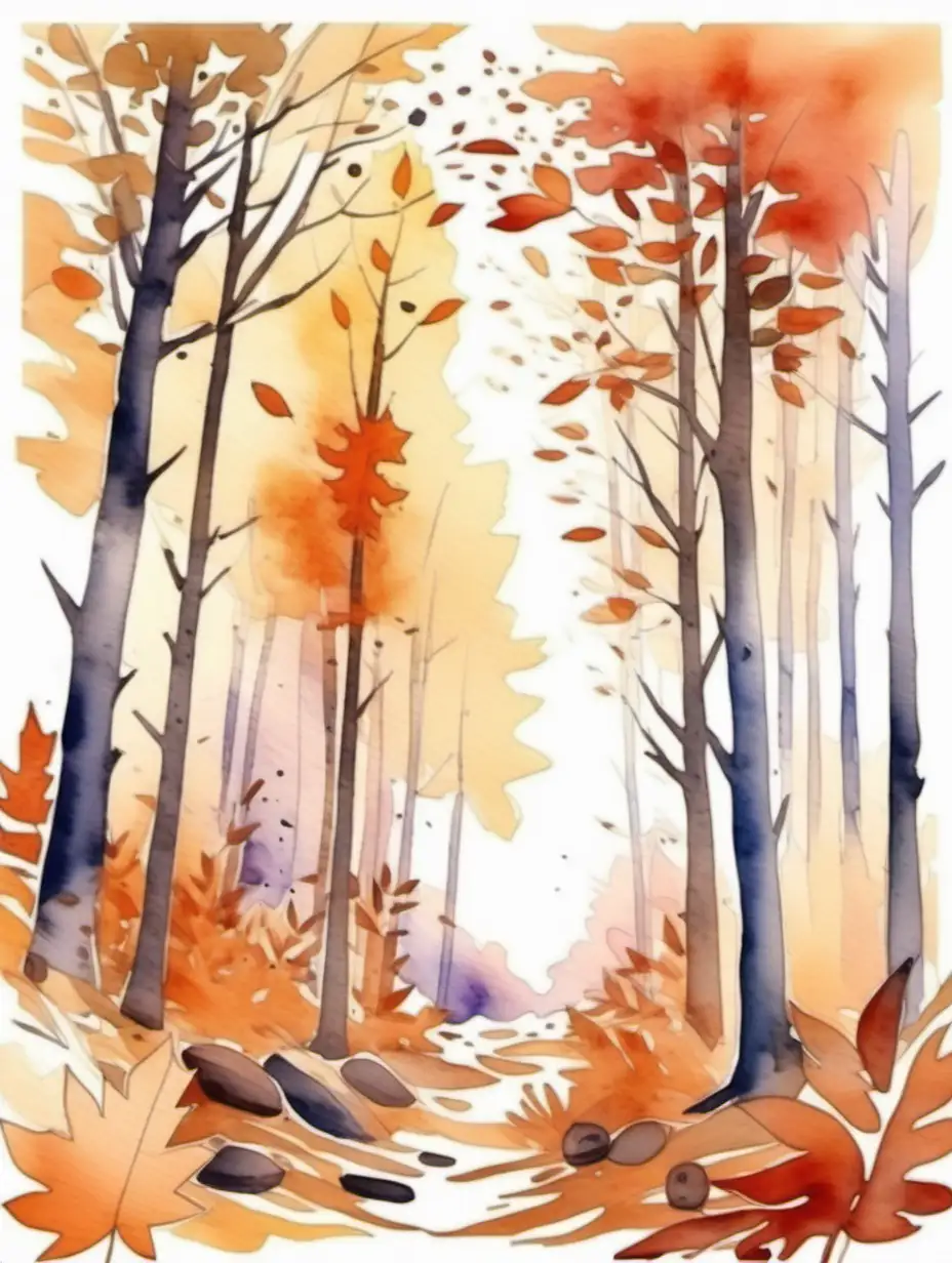 Enchanting Watercolor Forest in Autumn
