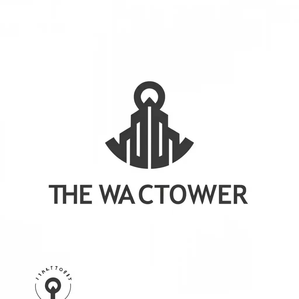 a logo design,with the text "The Watchtower", main symbol:A tall watchtower with an eye on the top,Minimalistic,clear background