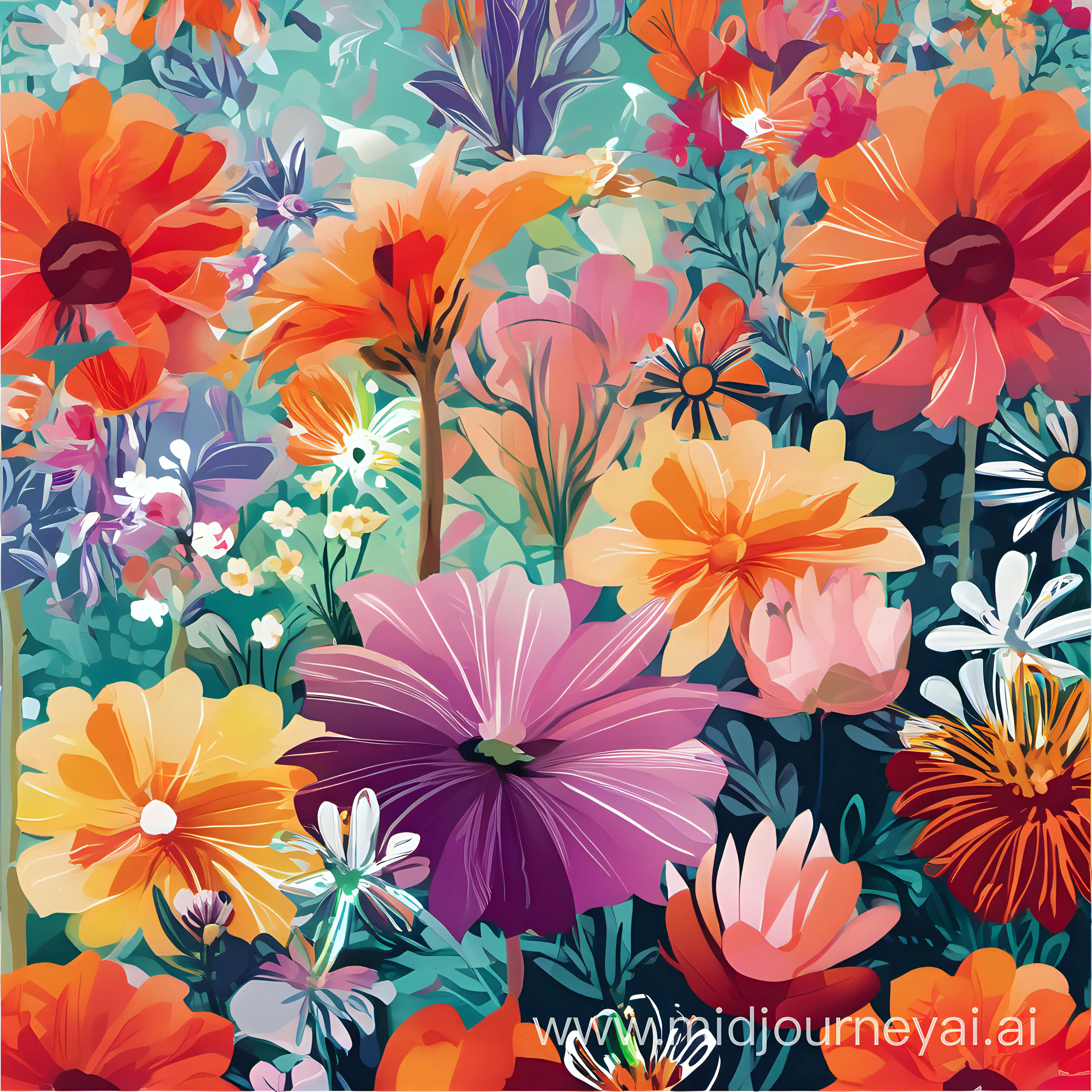 a similar colorful garden of flowers, for a digital print

