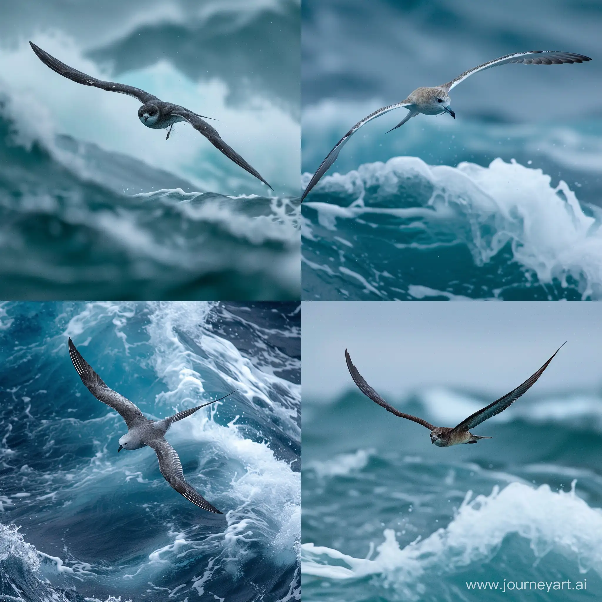 award winning wildlife photo of a 6 inch long seabird with a 15 foot wingspan, gliding over choppy ocean waves, canon camera, supertelephoto lens, dramatic, crisp, Frans Lanting, nature documentary, entire bird in frame, ridiculous wingspan proportion, super tiny body with meter long wings