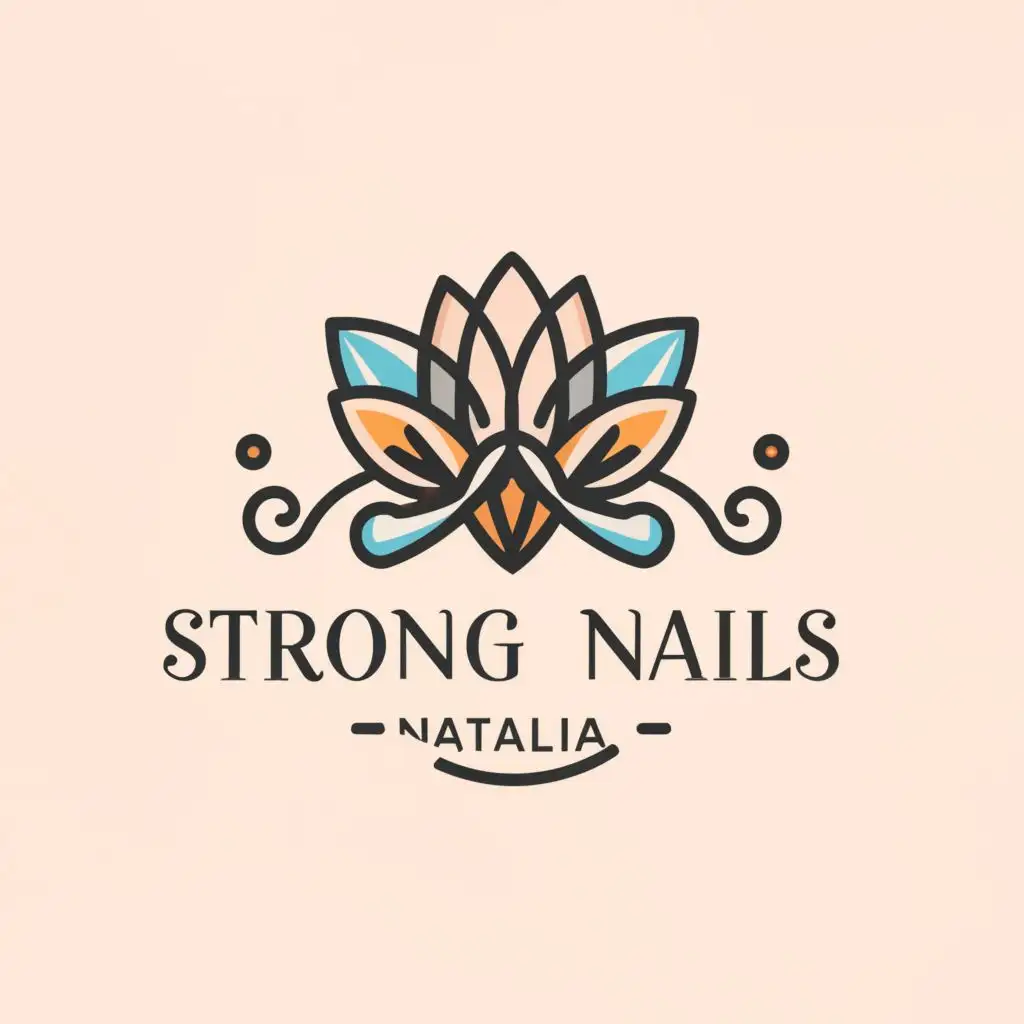 a logo design,with the text "Strong Nails Natalia", main symbol:extravagant nails,Minimalistic,clear background