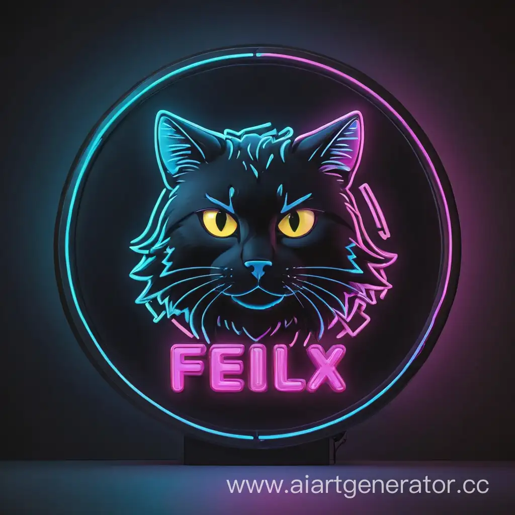 Круглый логотип неоновый FELIX