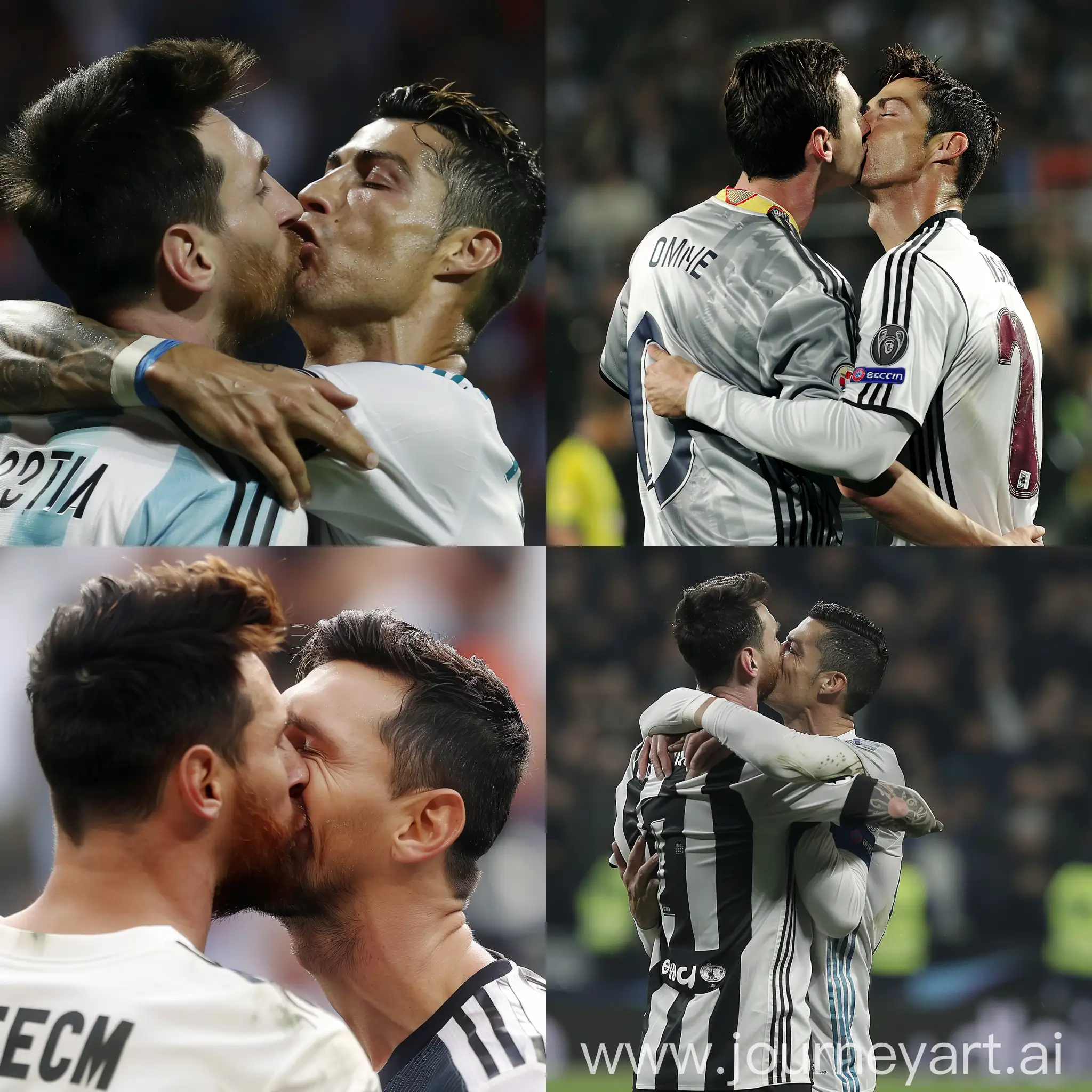 Soccer-Rivals-Messi-Playfully-Kisses-Ronaldos-Cheek