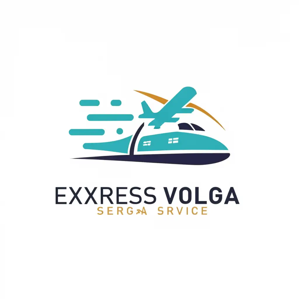 LOGO-Design-For-Express-Volga-Service-Minimalistic-Travel-Logo-with-Train-Airplane-and-Ticket-Symbols