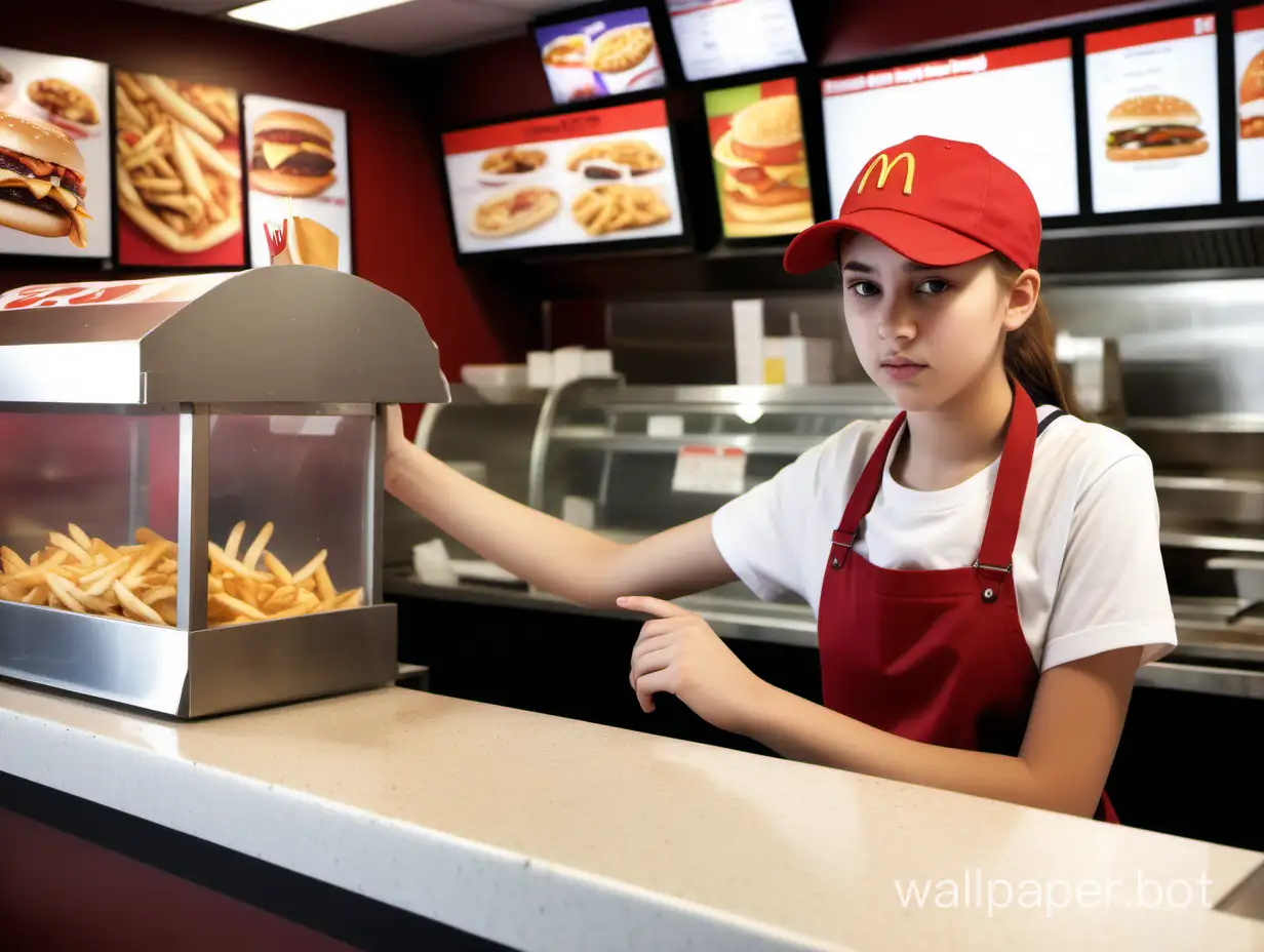 Teenage-Fast-Food-Worker-in-Uniform-at-Counter