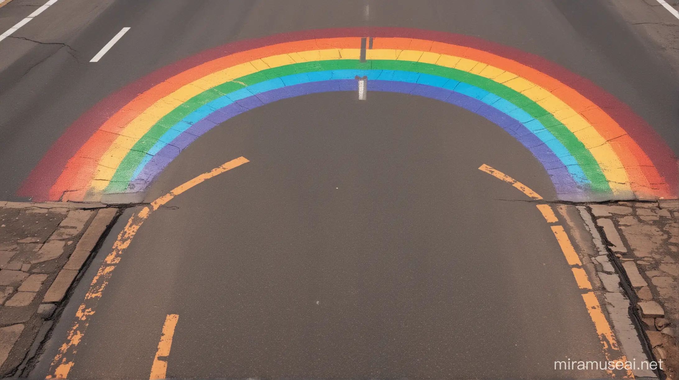 Vibrant Rainbow Road Stretching into the Horizon