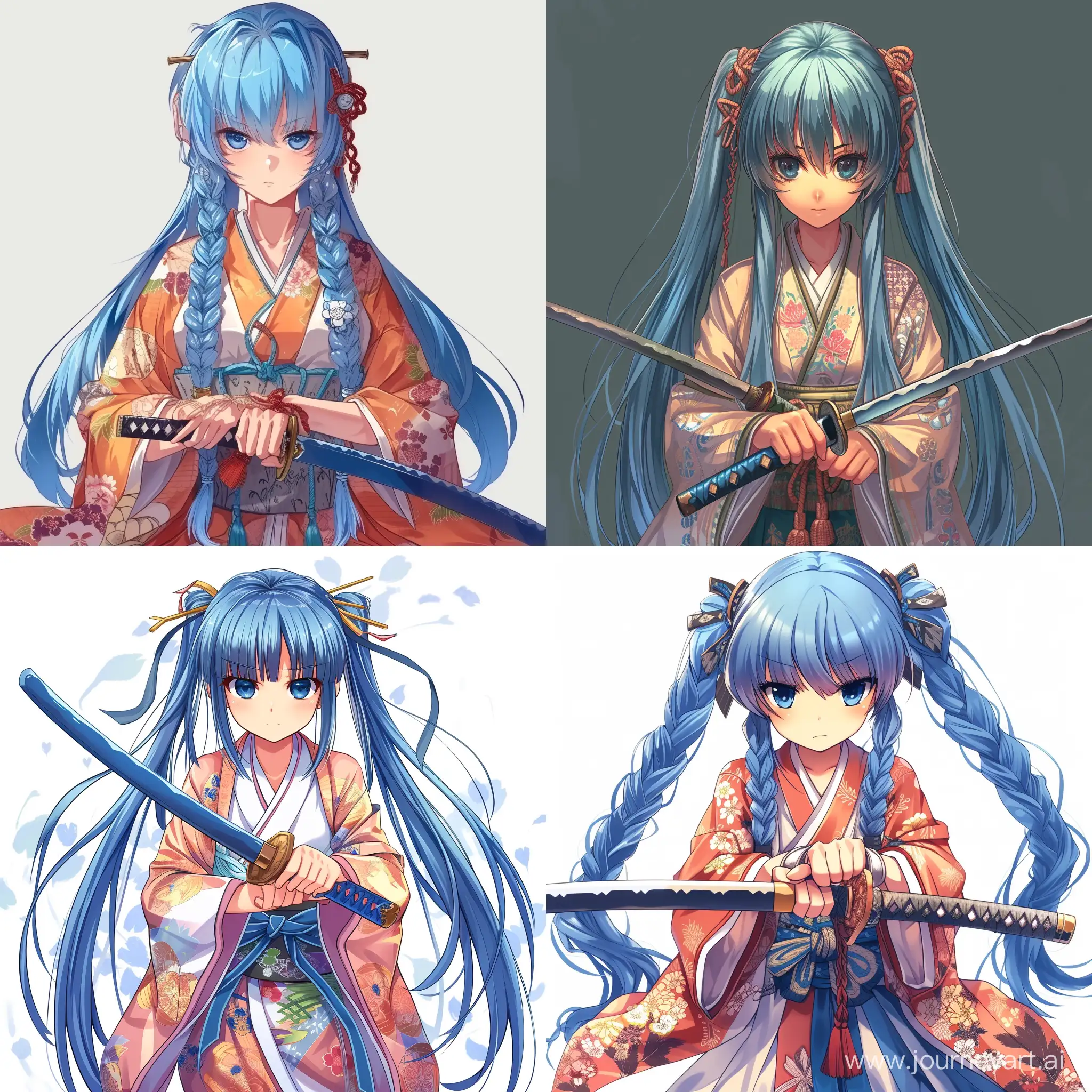 Elegant-Anime-Warrior-with-Blue-Long-Hair-Wielding-a-Katana-in-Traditional-Attire