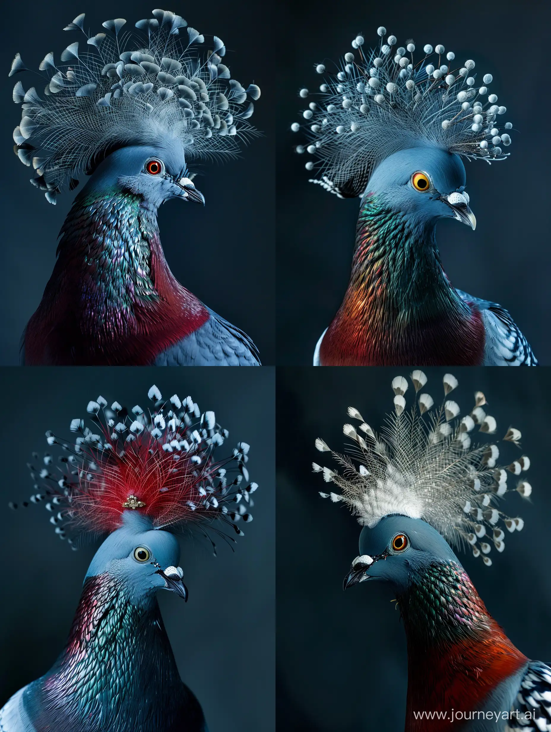 Victoria crowned pigeon, studio photgraphy, studio lighting, dark bleu background