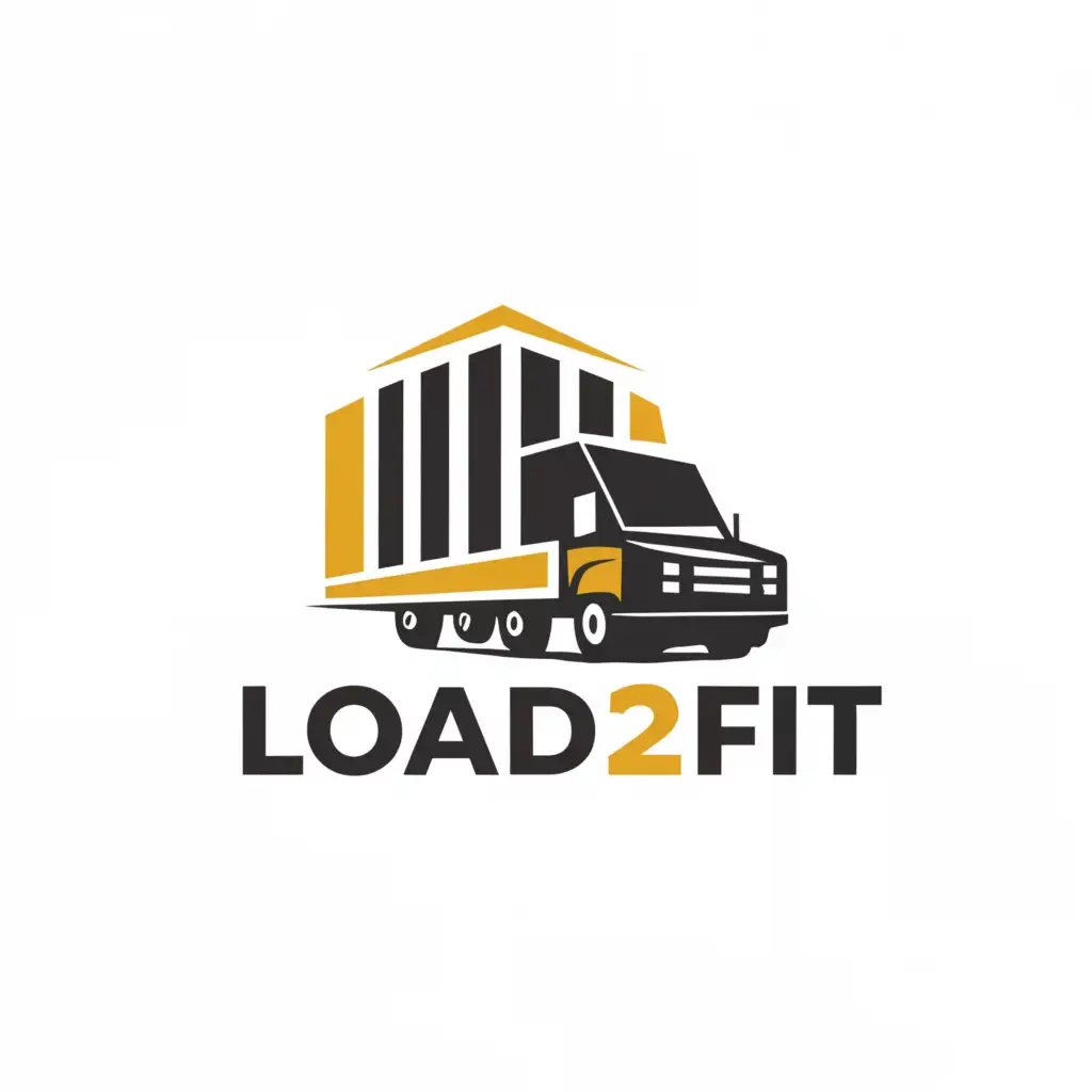 a logo design,with the text "load2fit", main symbol:truck, package,Moderate,clear background