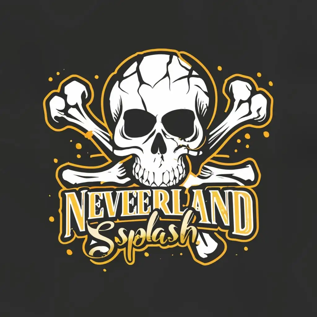 logo, Skull and Bones, with the text "Neverland Splash", typography, be used in Events industry