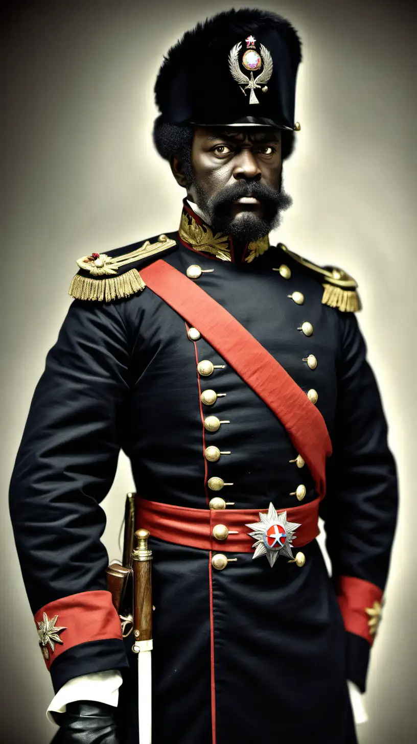 Historical Portrait Black General in 1800s Russia