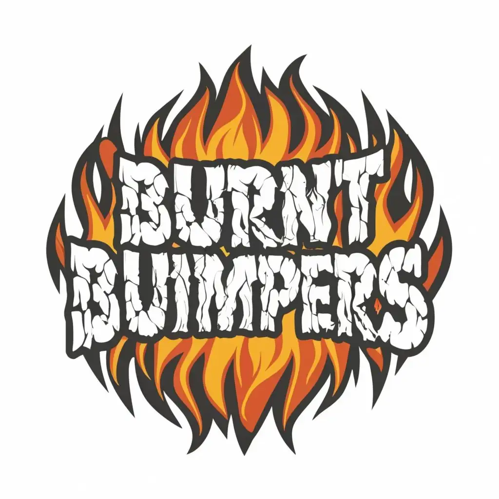 logo, The word warped with fire on it, with the text "Burnt Bumpers", typography, be used in Automotive industry