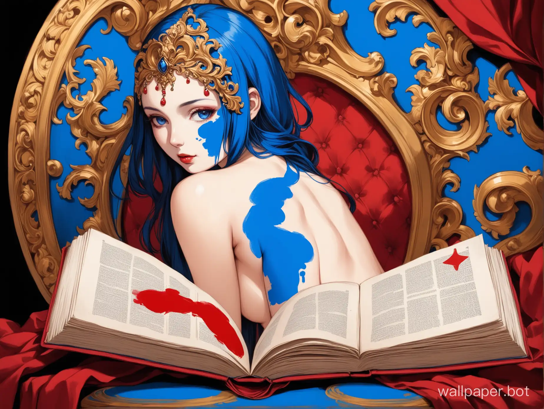 DualColored-Nude-Female-with-Baroque-Symbols-and-an-Open-Book