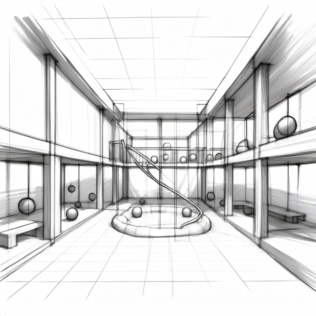 enclosed interior play area sketch
