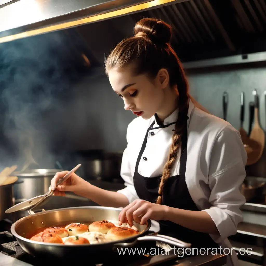 Mysterious-Beauty-Cooking-Delightful-Cuisine-in-Restaurant-Kitchen