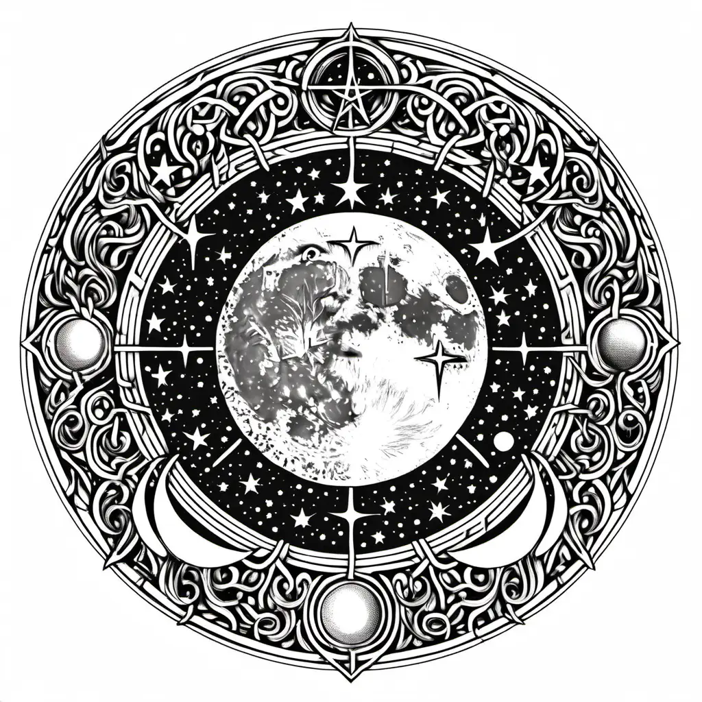 Pagan moon line art