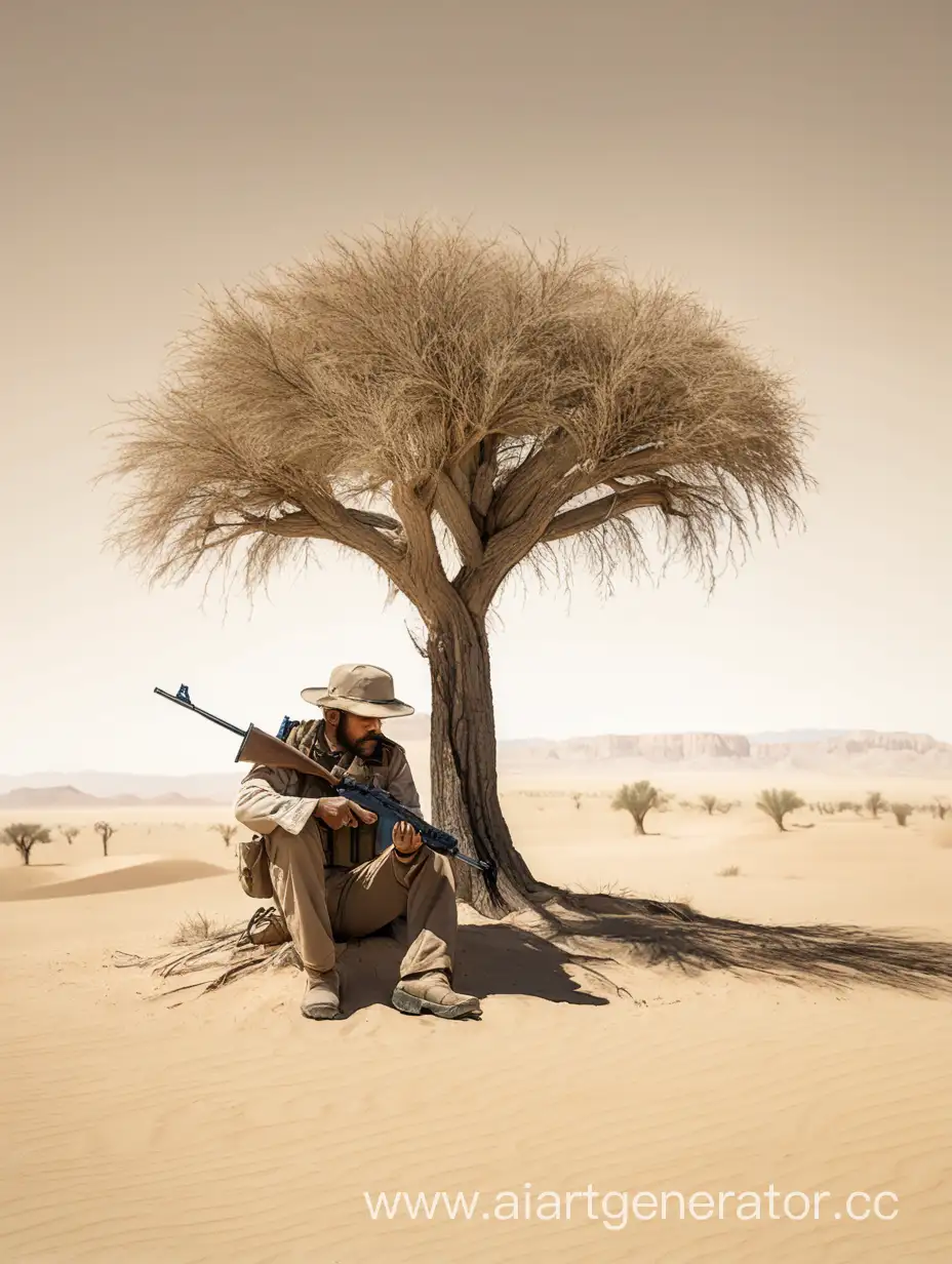 Solitary-Desert-Hunter-with-Rifle